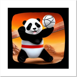 Cute panda Play Ball - Adorable Panda - Kawaii Panda Posters and Art